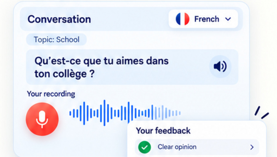Illustrative speaking practice recording and feedback